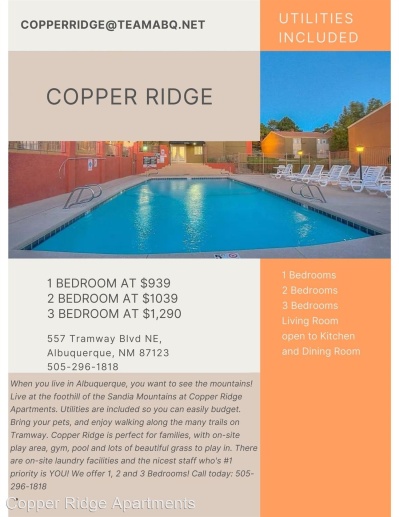 Live at Coper Ridge at the Sandia Foothills- Utilities are INCLUDED!