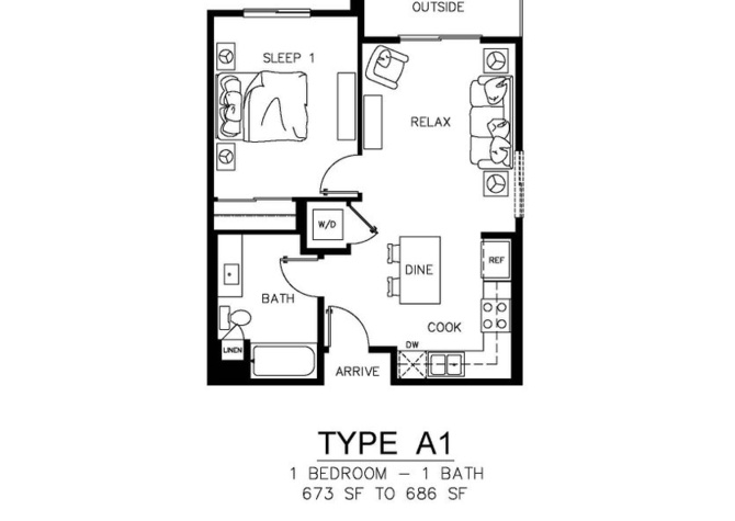 Houses Near Unit Type: A1 | 1 Bed | 1 Bath 